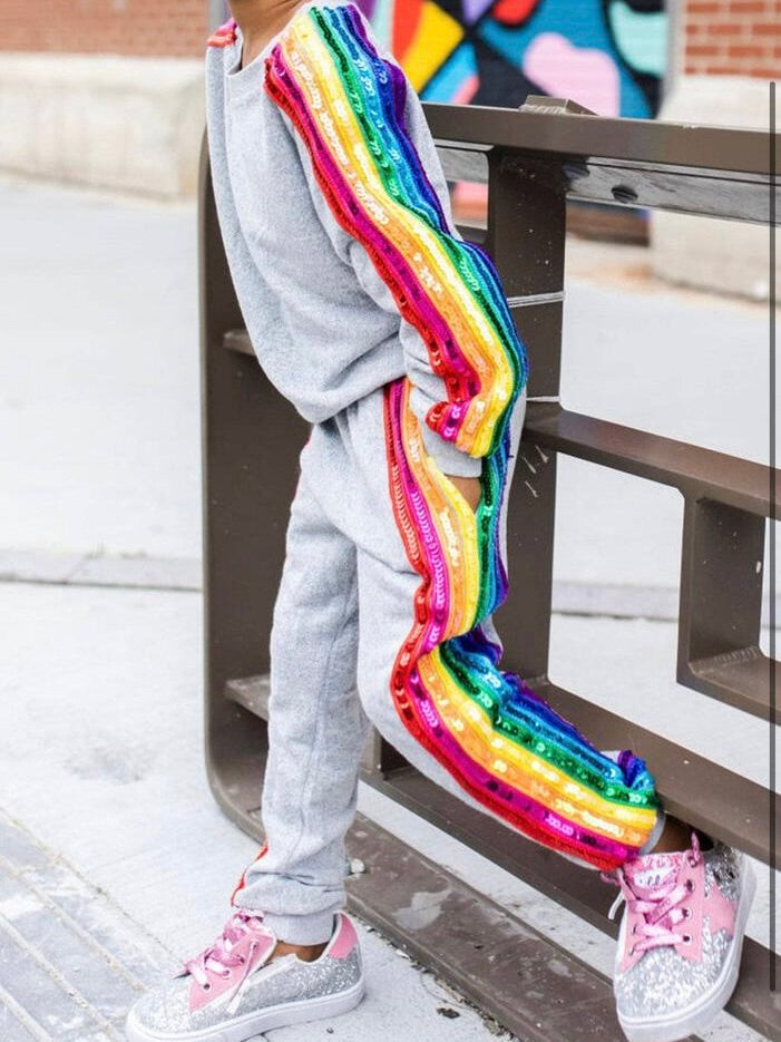 Grey Sequin Rainbow Tracksuit