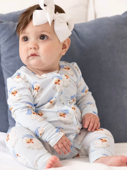 Blue Santa Baby Pajama Romper