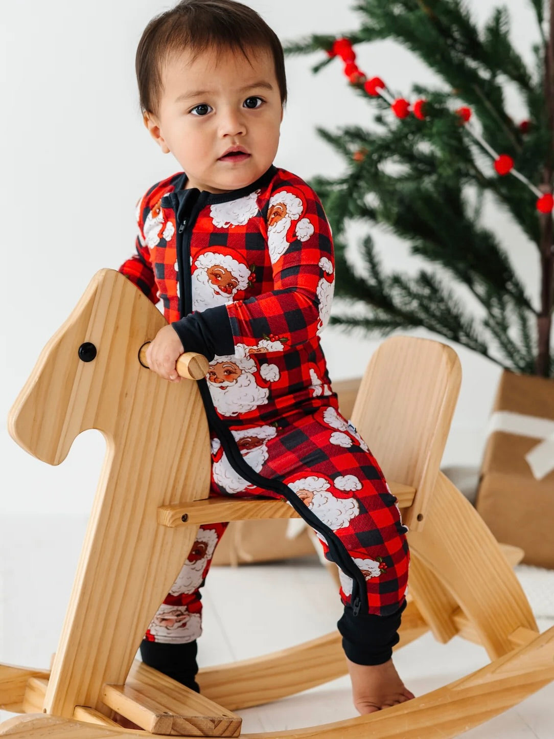 Checkered Santa Convertible Footie