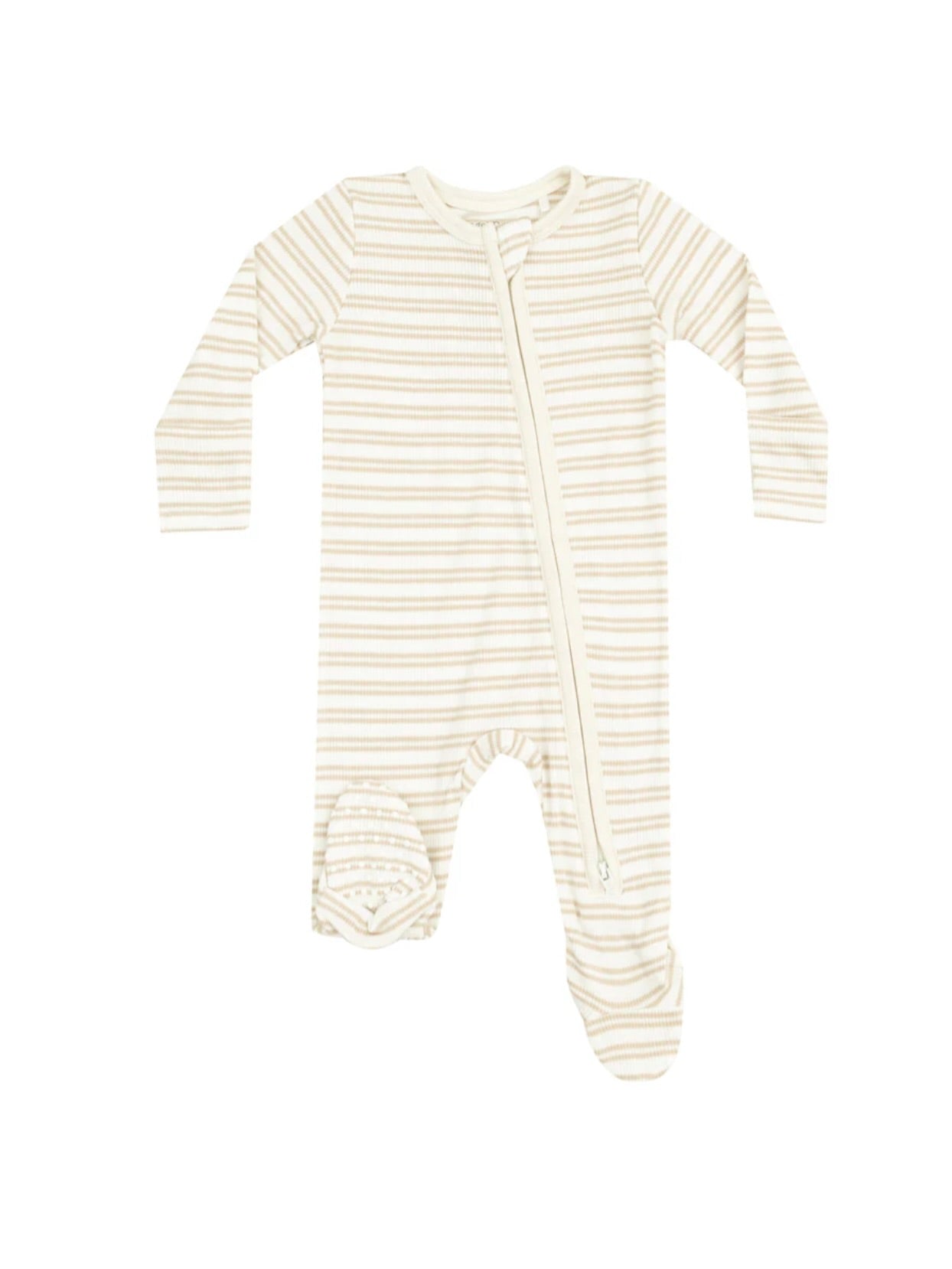 Oxford Beige Stripe Footie