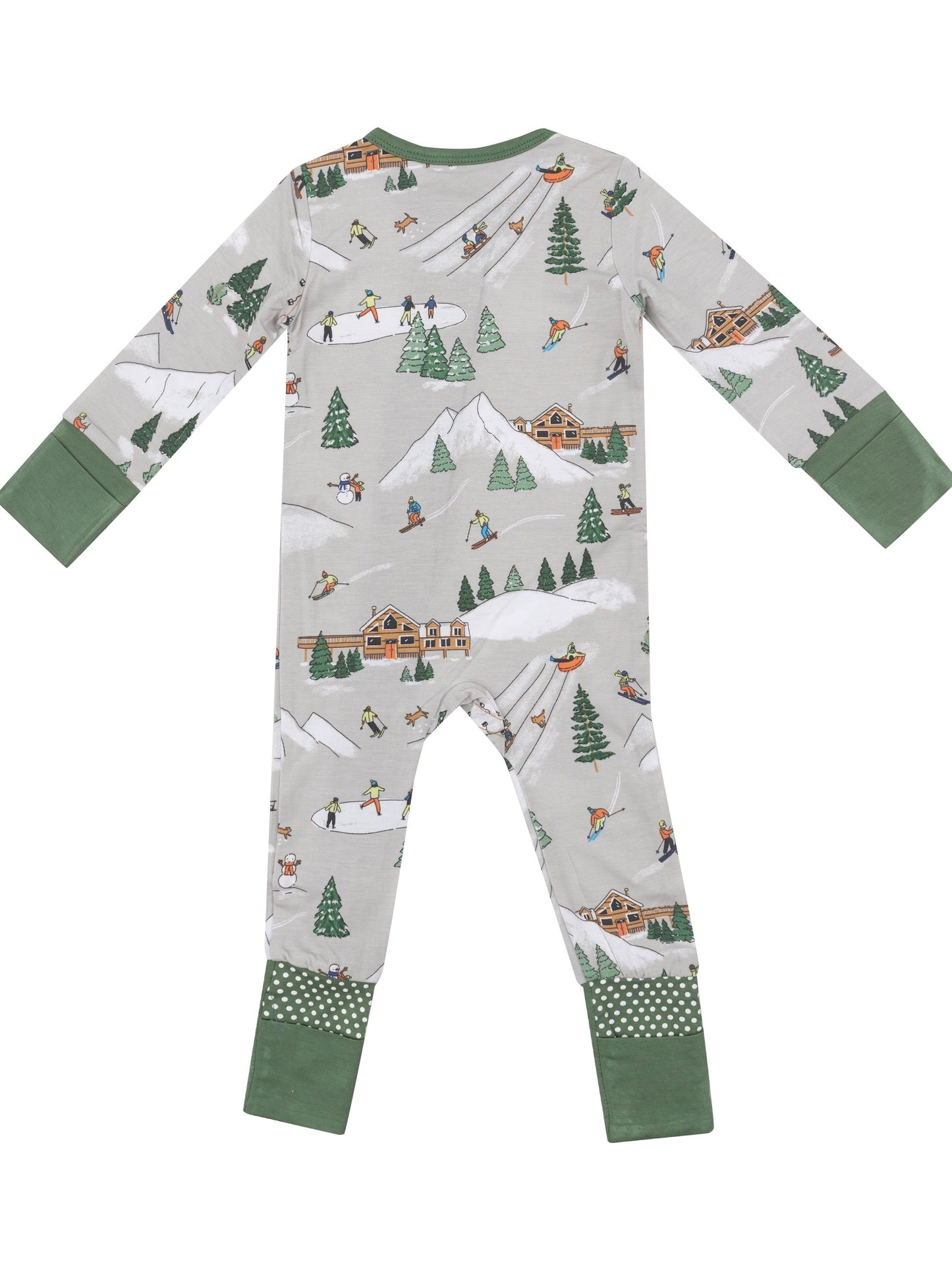 2-Way Zipper Romper - Winter Fun Skiers