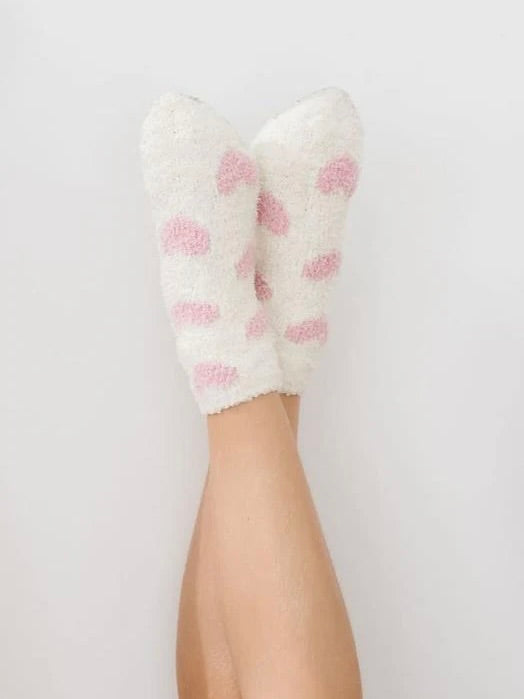 Heart Cozy Socks - White/Pink