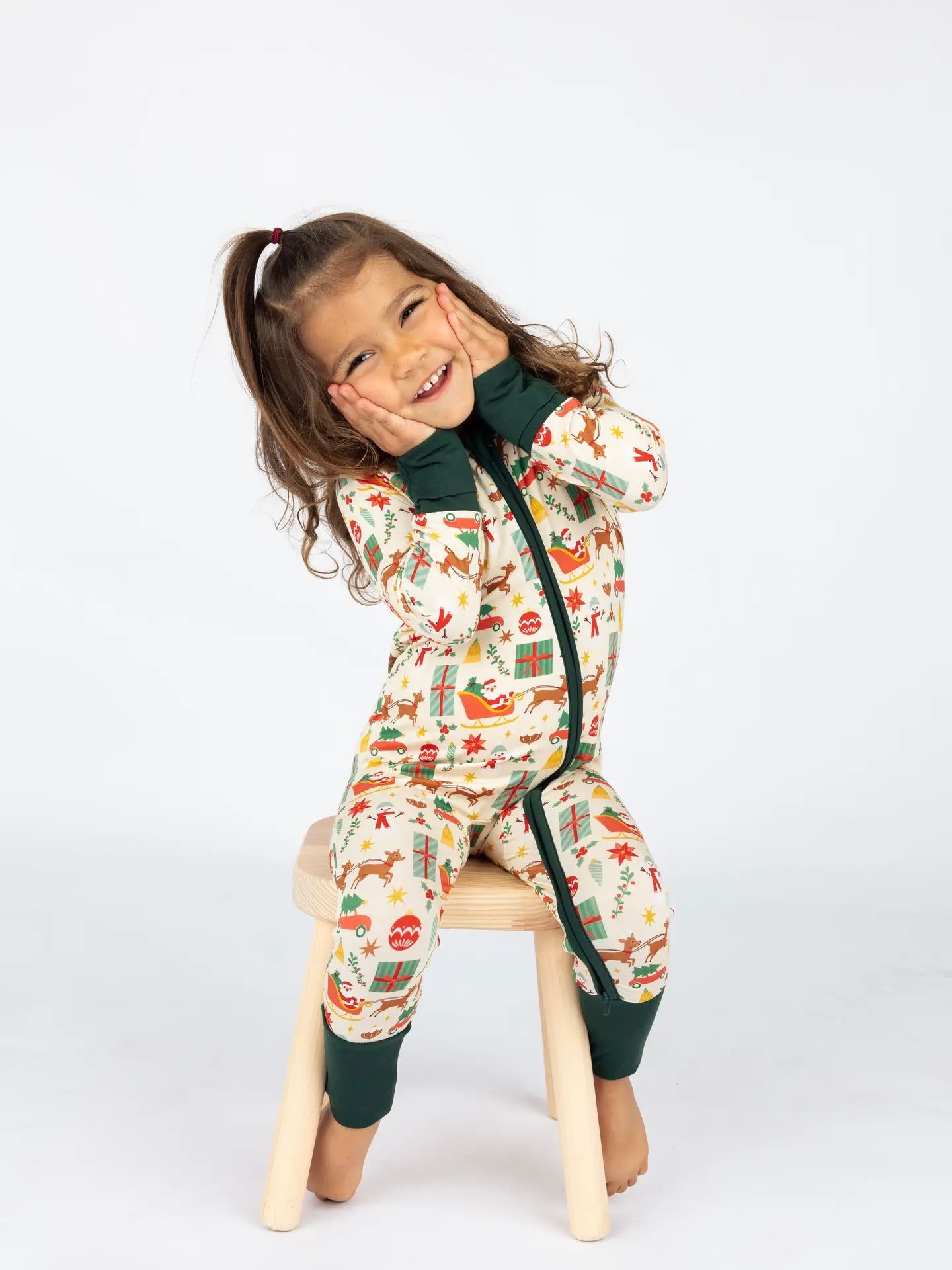 Convertible Footie Romper - Vintage Christmas