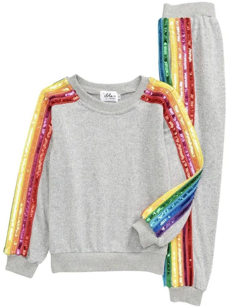 Grey Sequin Rainbow Tracksuit