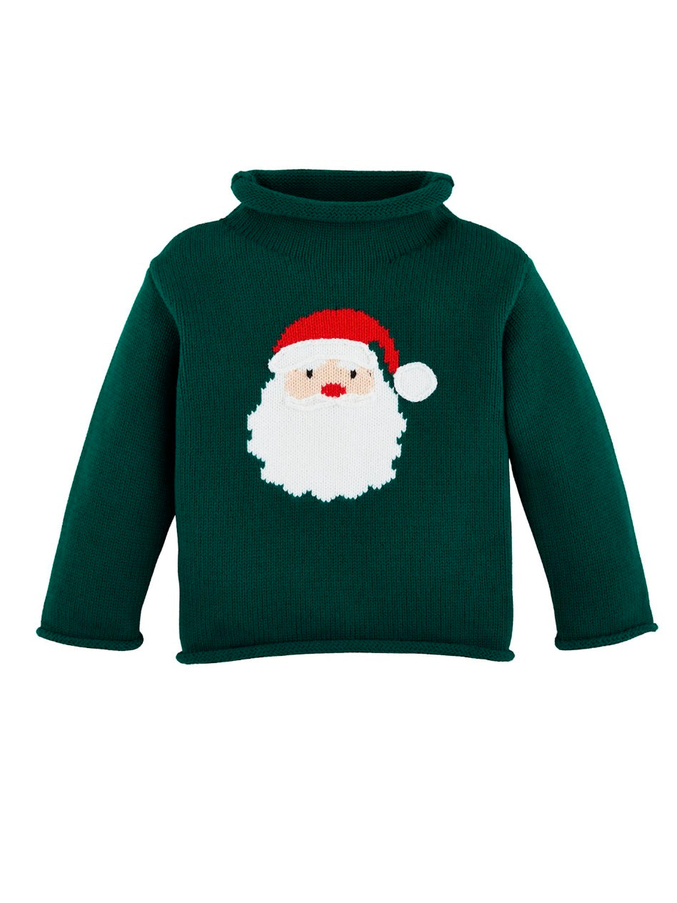 Roll Neck Sweater - Green Santa