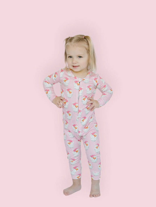 Pink Santa Baby Pajama Romper