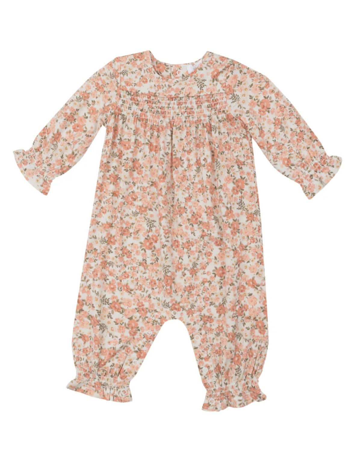 Smocked Romper - Sweet Rose Calico