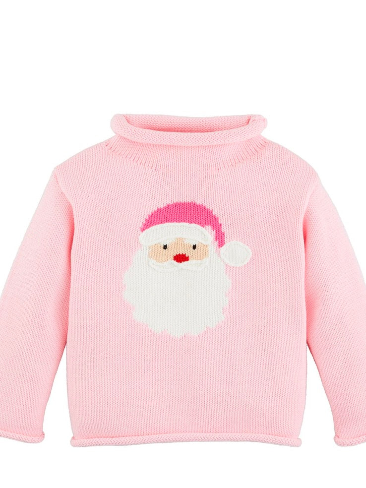 Roll Neck Sweater - Pink Santa