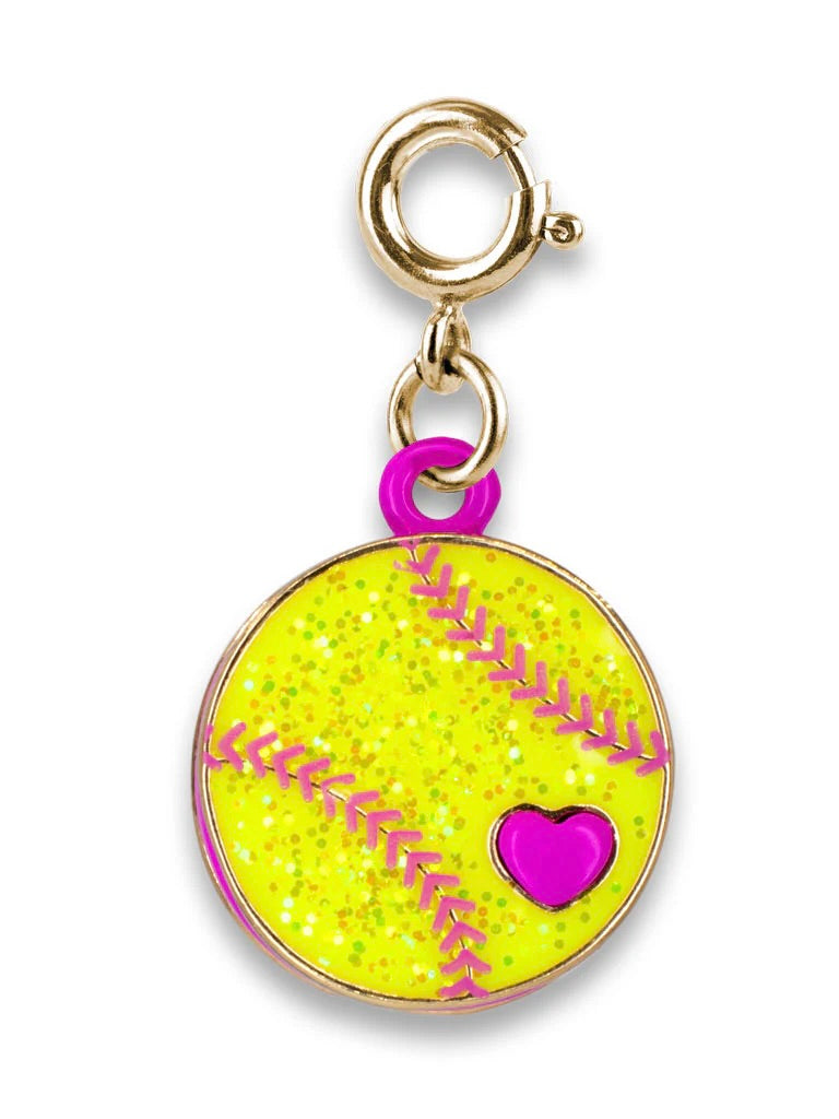 Gold Glitter Softball Charm