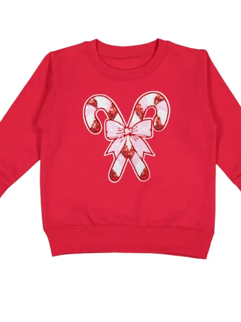 Red Christmas Sweatshirt - Candy Cane Patch