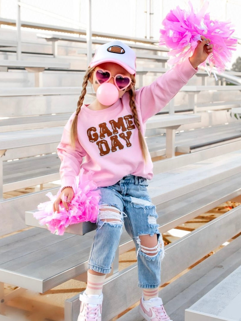 Game Day Patch Sweatshirt - Pink or Grey