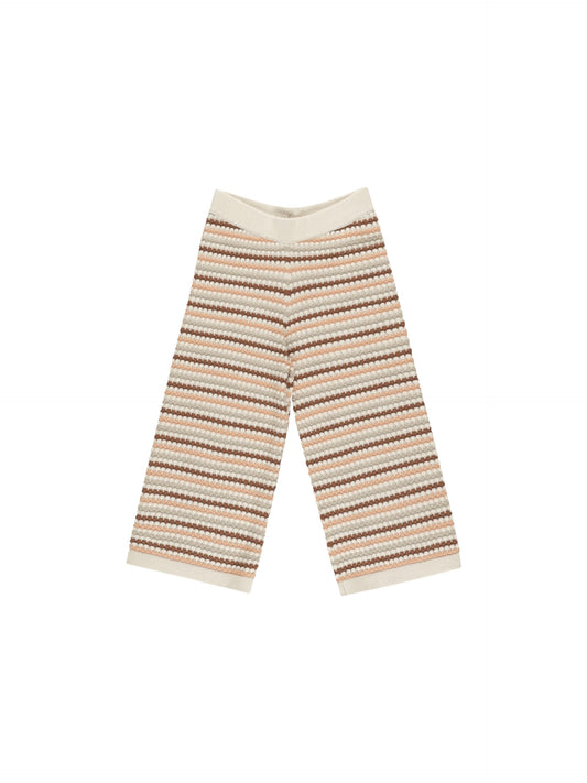 Natural Honeycomb Stripe Wide Let Pant