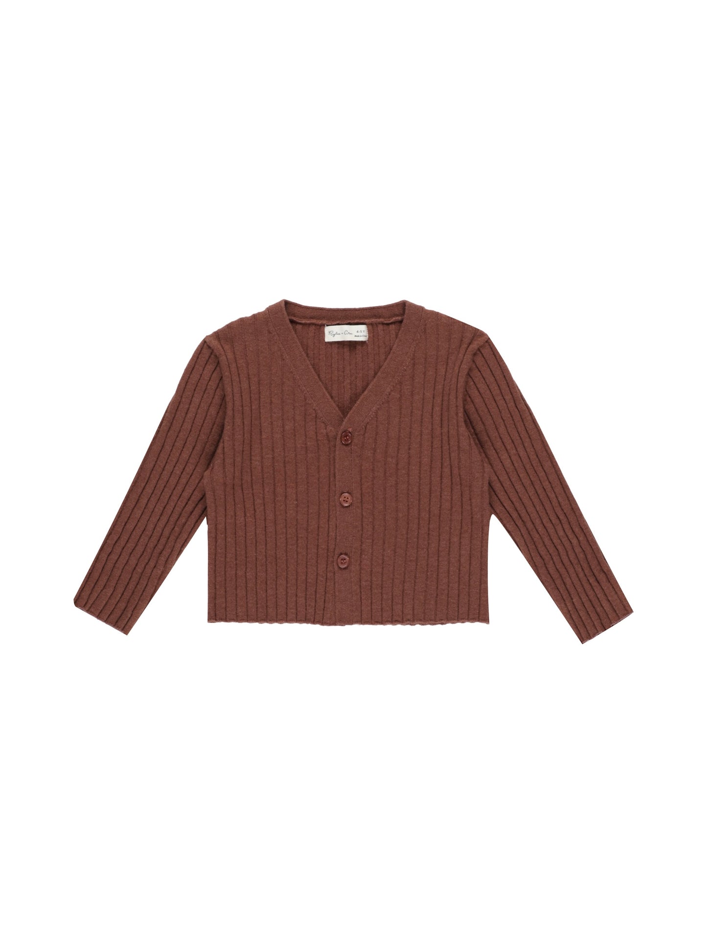 Brick Long Sleeve Knit Button Top