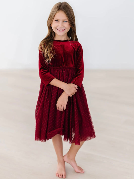 Velvet Tutu Dress - Cranberry