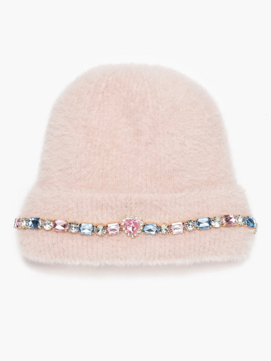 Jeweled Beanie - Cotton Candy