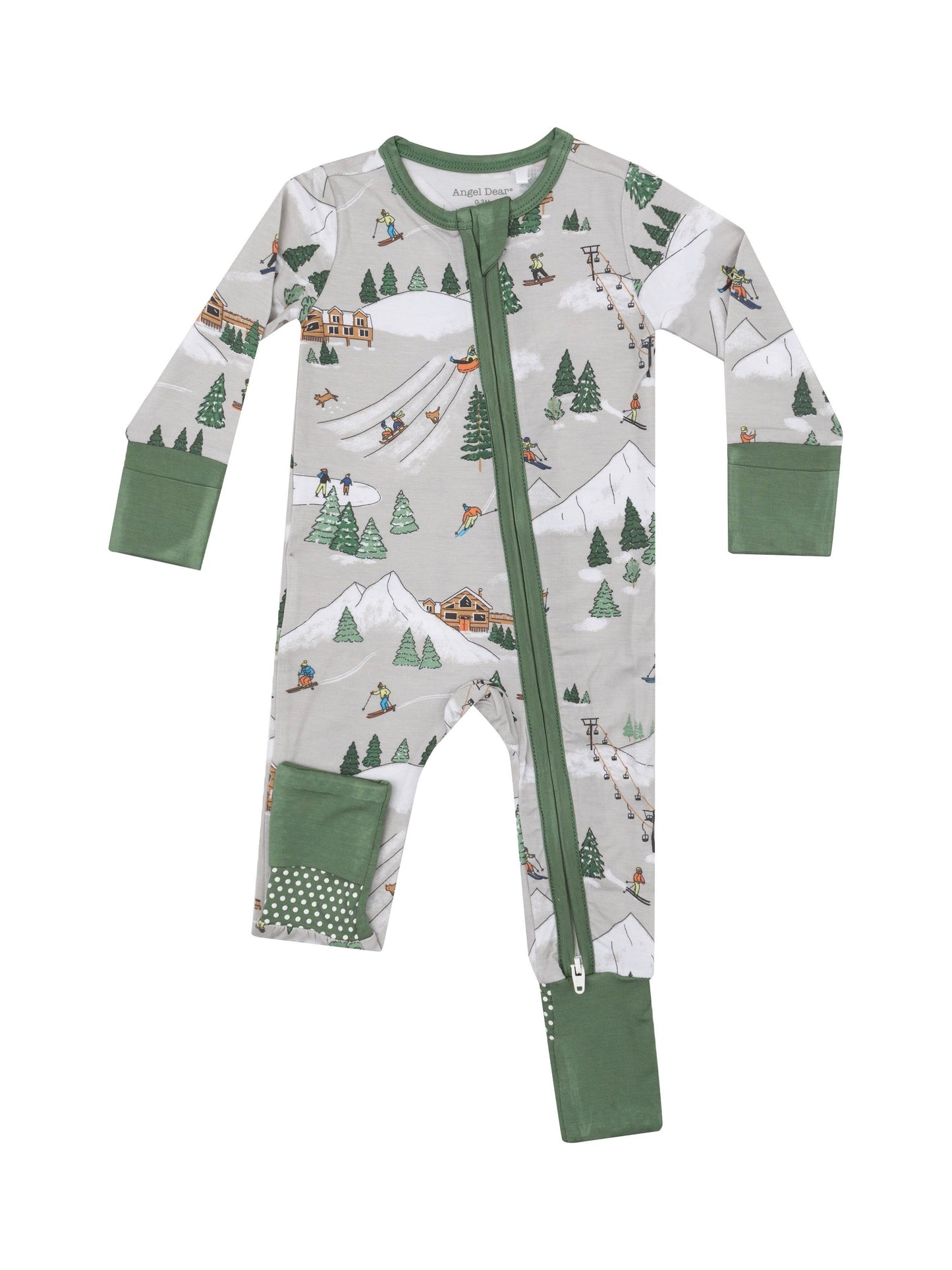 2-Way Zipper Romper - Winter Fun Skiers