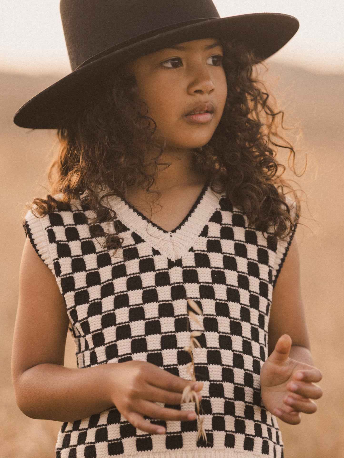 Ivory Check Sweater Vest