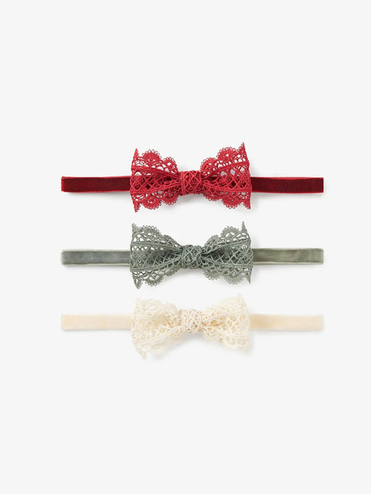 Christmas Lacey Bow Headband Set