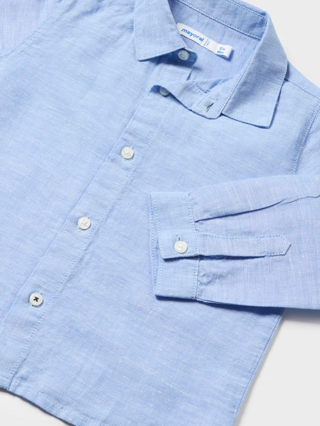 Sky Blue Basic Linen Shirt