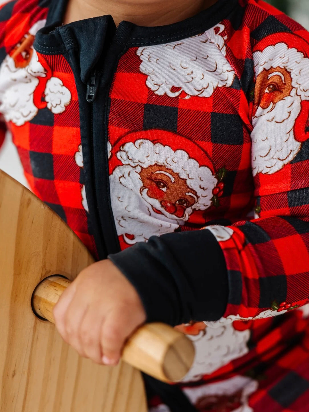 Checkered Santa Convertible Footie