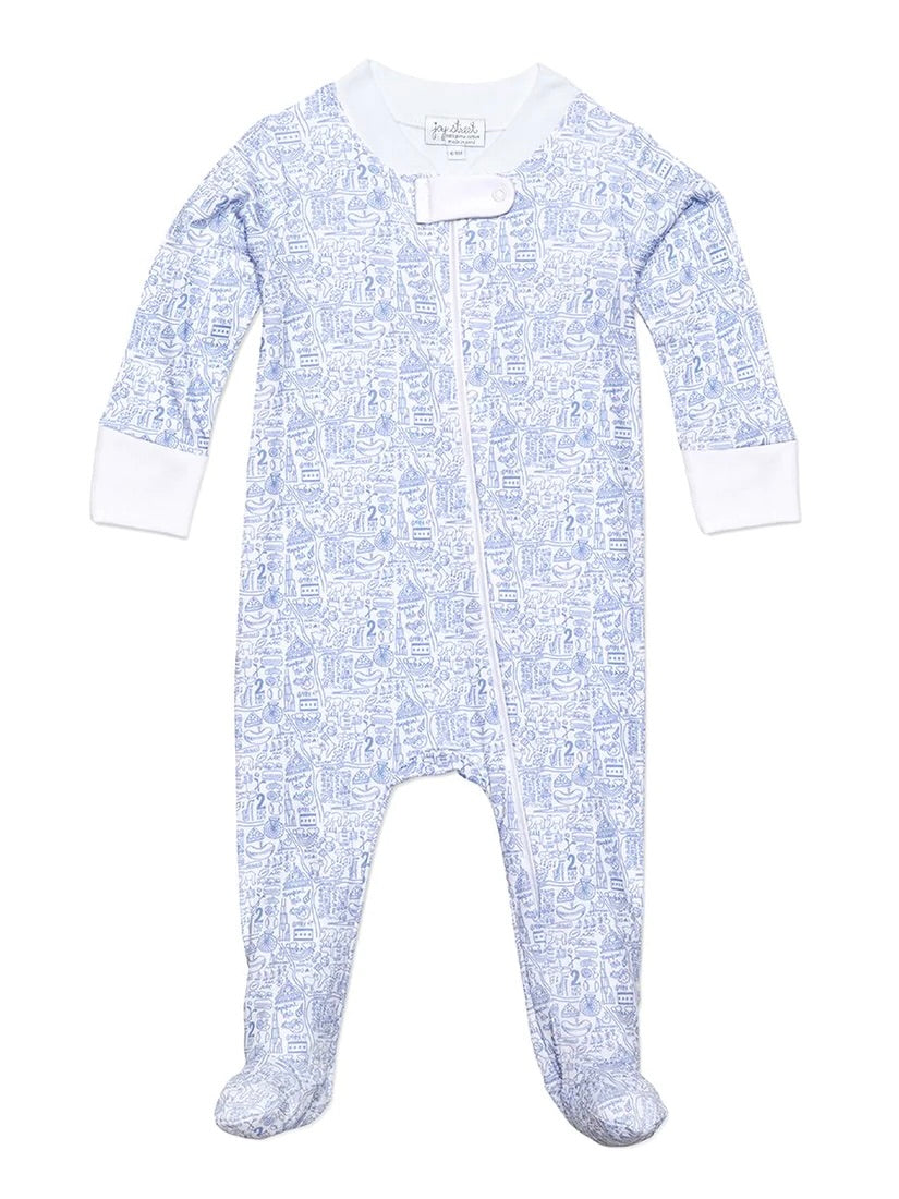 Chicago Joy Zip Onesie - Blue