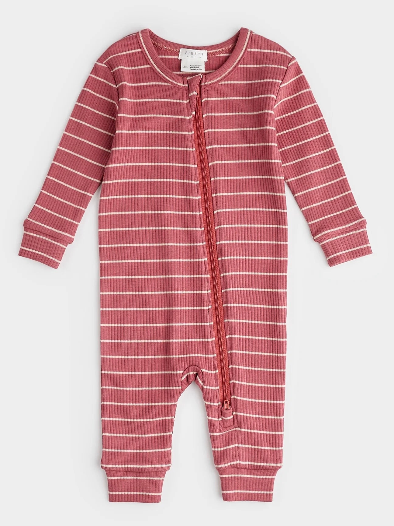 Modal Rib Sleeper - Raspberry Stripe