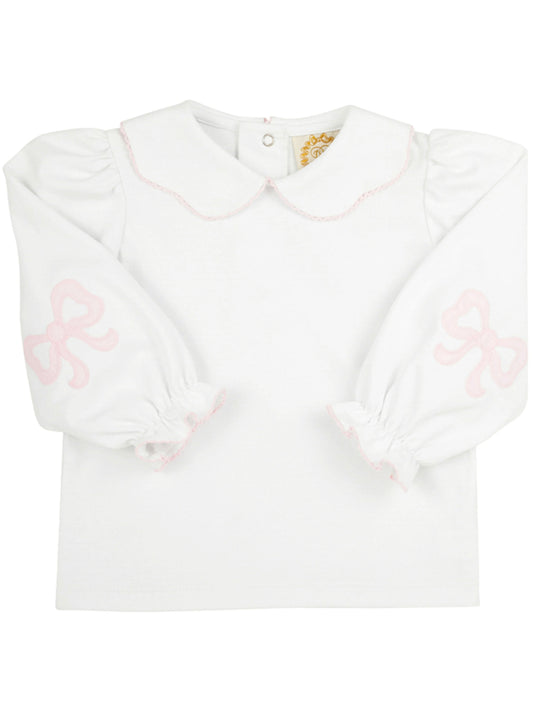 Worth Ave White & Palm Beach Pink Emma's Elbow Patch Top