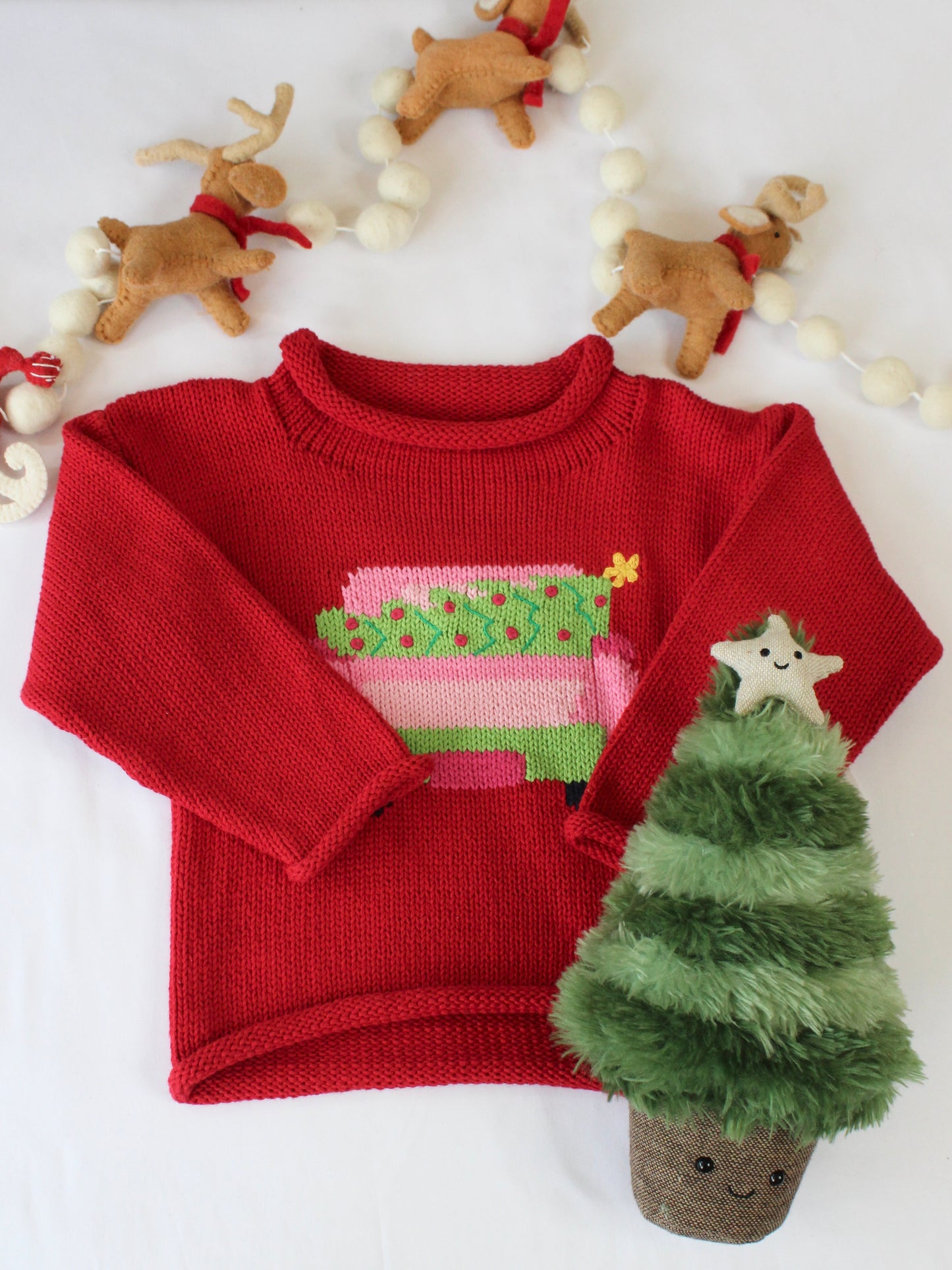 Pink Christmas Truck Roll Neck Sweater