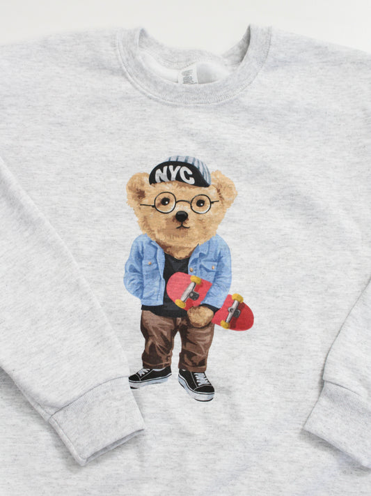 NYC Skateboard Teddy Bear Sweatshirt