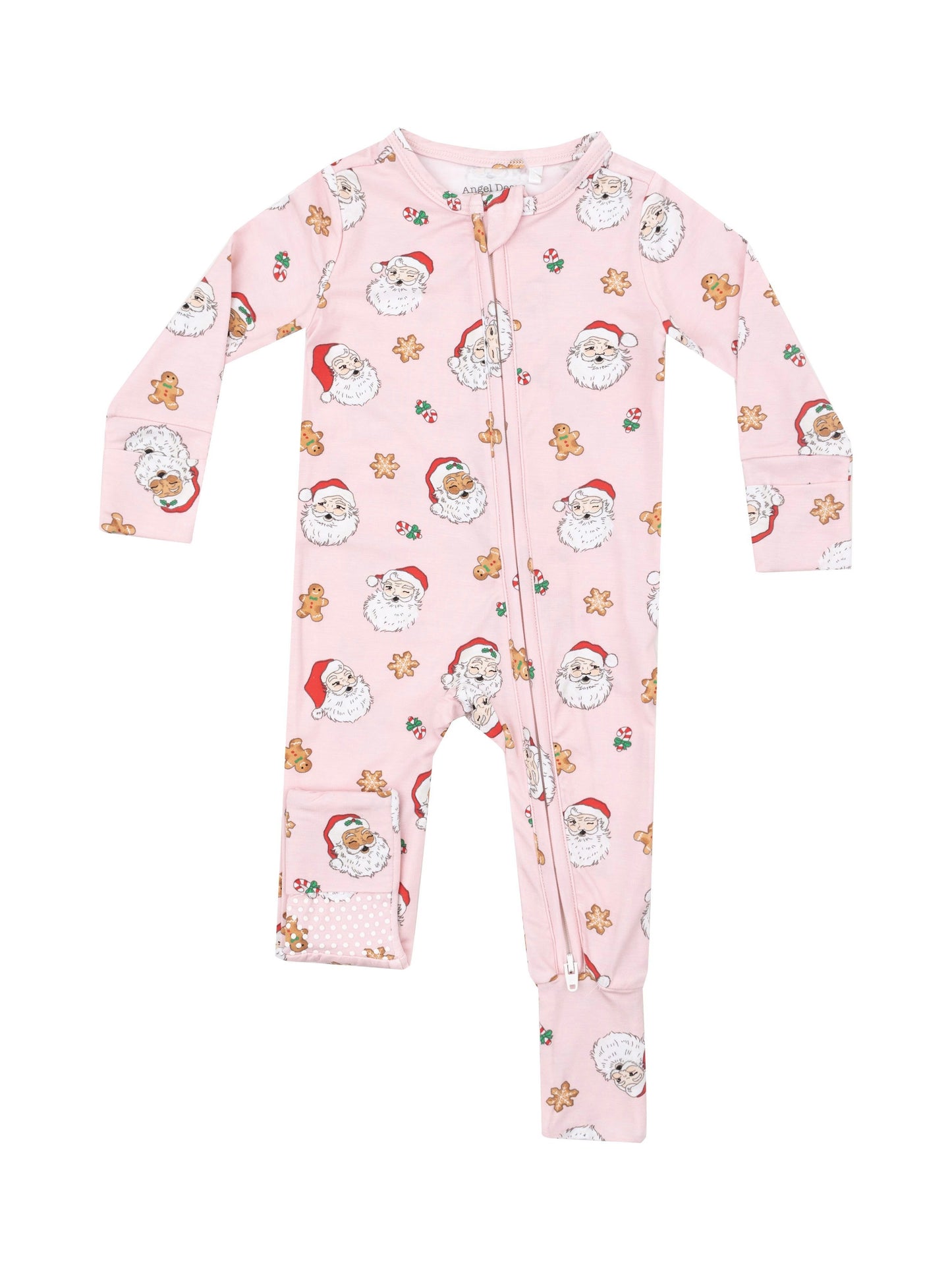 2-Way Zipper Romper - Pink Vintage Santa