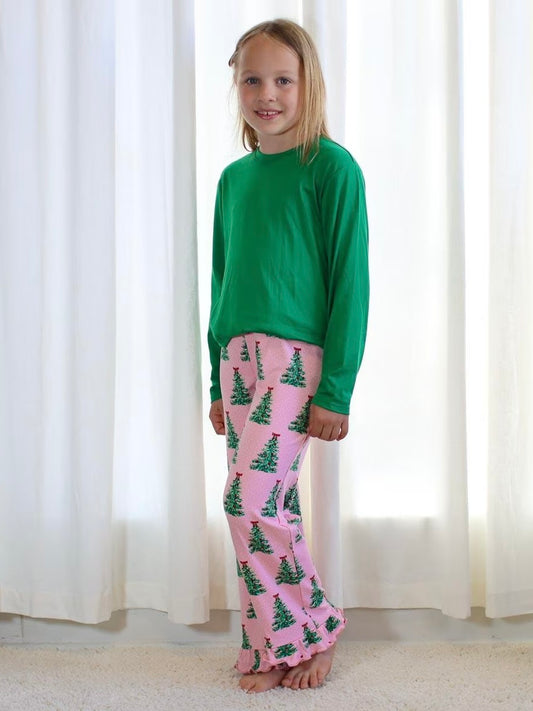 Ruffle Pajama Pants - Pink Noelle Tree