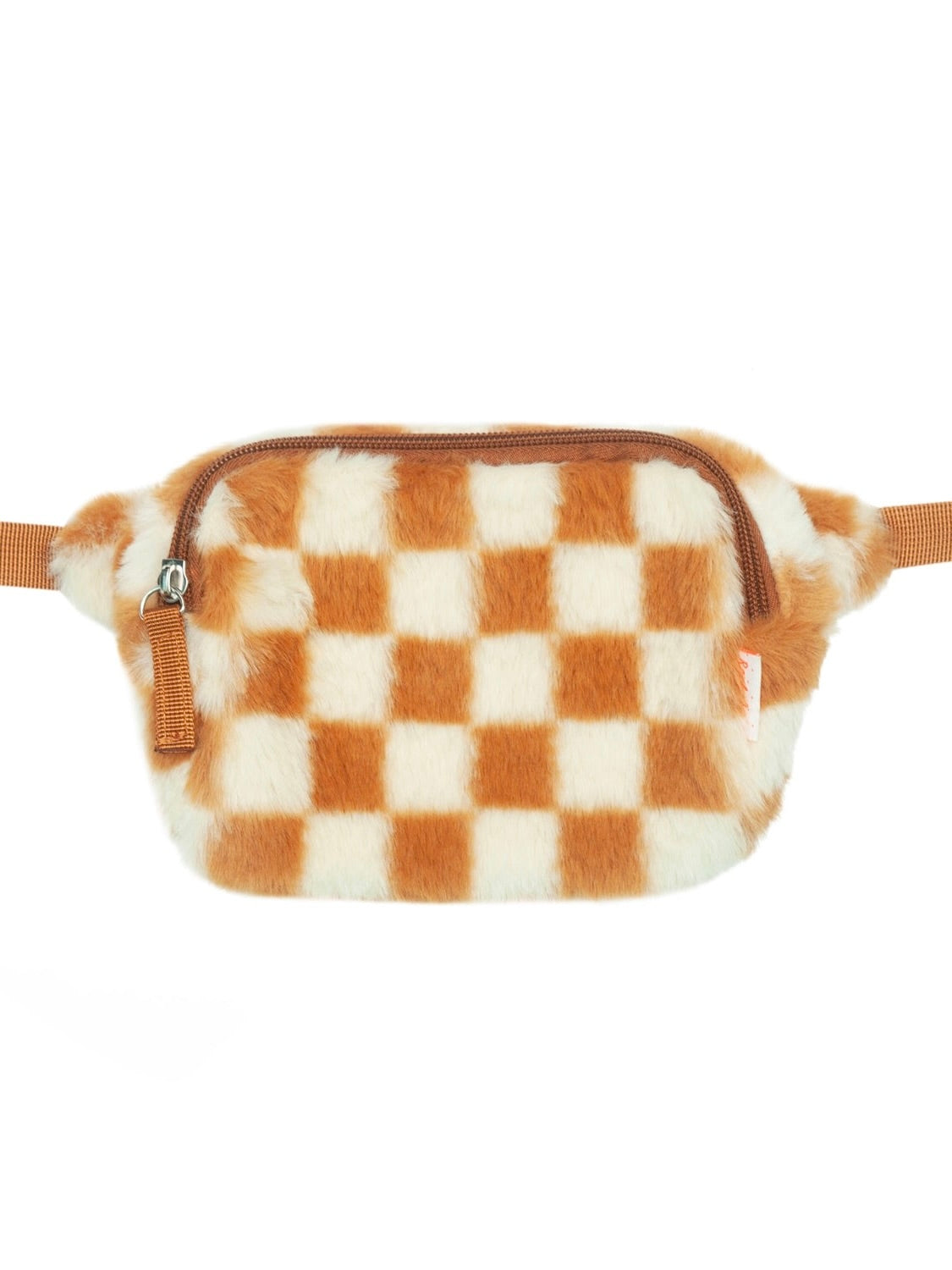 Toffee Check Furry Bum Bag