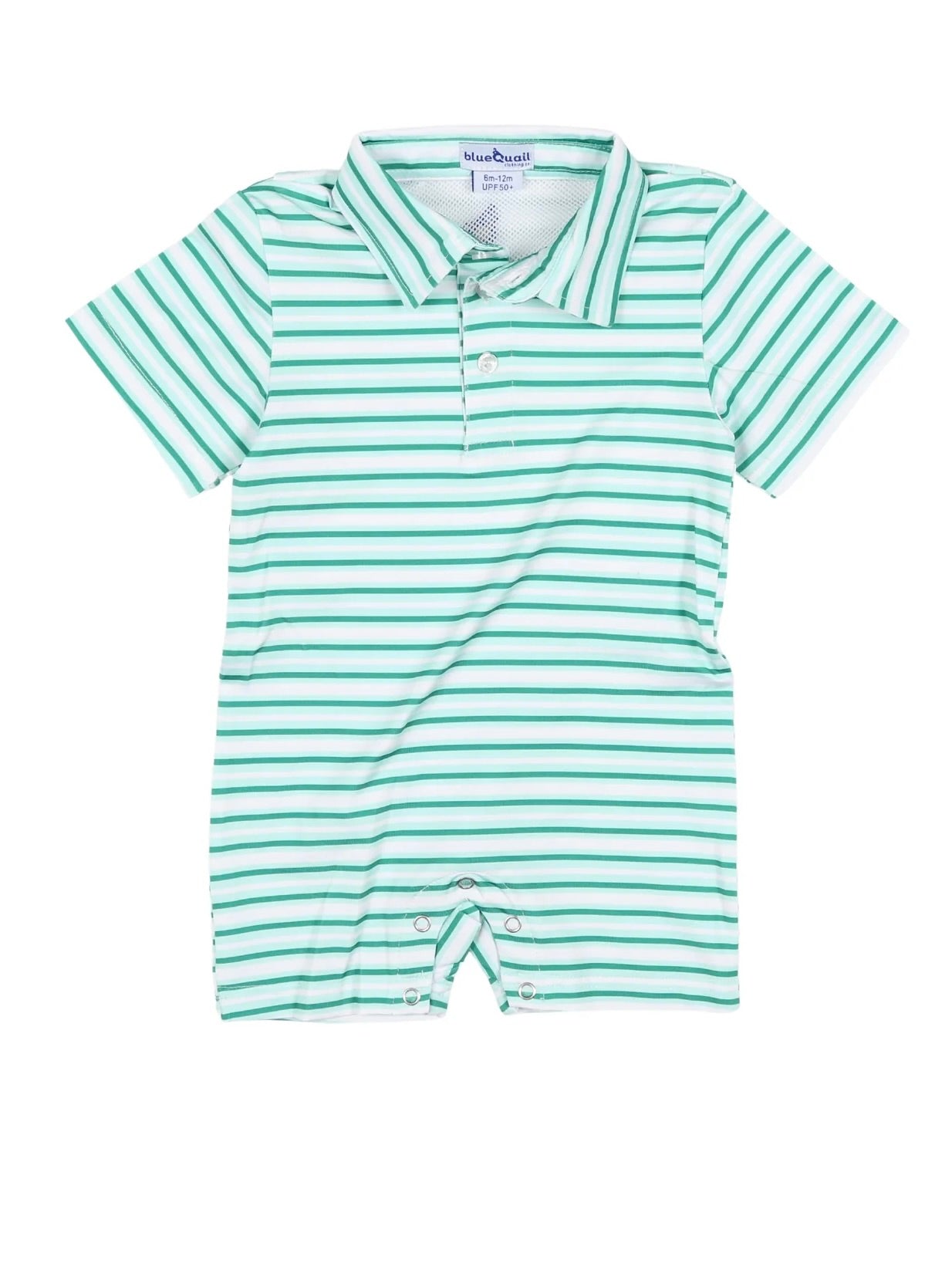 Emerald Stripe Polo Short Sleeve Romper