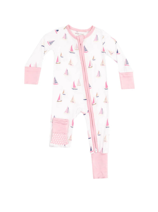 Pink Sailboats Zipper Romper