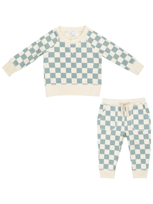 French Terry Set - Gray Mist Checkerboard