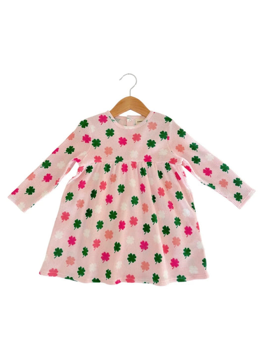 Waffle Dress - Pink Clover